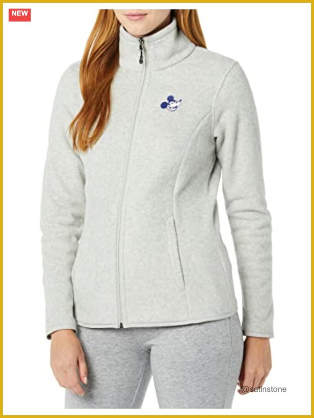 Women's Long Sleeve Polar Fleece Full-Zip Mock Jacket with Pockets